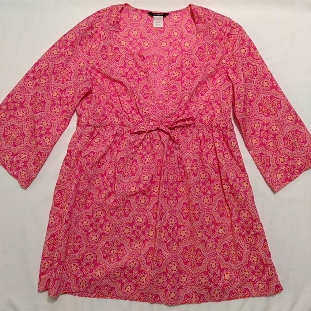 J.Crew pink tunic top w/bow tie Size S